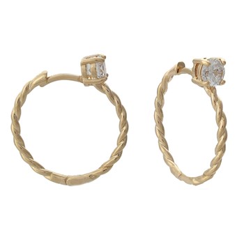 Boucles d'oreilles créole torsadée oxyde de zirconium Plaqué or 750 3 microns