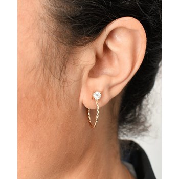 Boucles d'oreilles créole torsadée oxyde de zirconium Plaqué or 750 3 microns