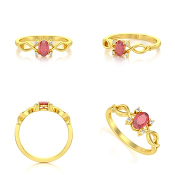 Bague ADEN Or 585 Jaune Rubis et diamants 1.85grs