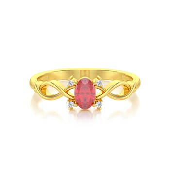 Bague ADEN Or 585 Jaune Rubis et diamants 1.85grs