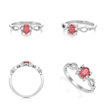 Bague ADEN Or 585 Blanc Rubis et diamants 1.85grs