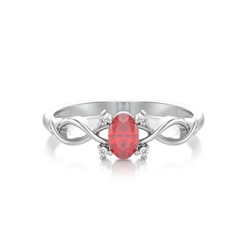 Bague ADEN Or 585 Blanc Rubis et diamants 1.85grs