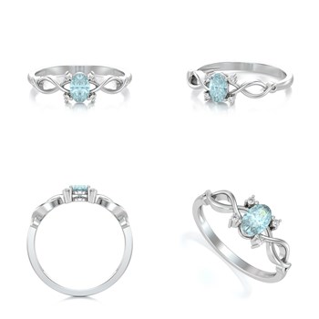 Bague ADEN Or 585 Blanc Aigue-Marine et diamants 1.85grs