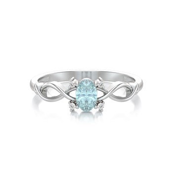 Bague ADEN Or 585 Blanc Aigue-Marine et diamants 1.85grs