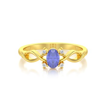 Bague ADEN Or 585 Jaune Tanzanite et diamants 1.85grs