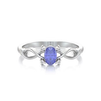 Bague ADEN Or 585 Blanc Tanzanite et diamants 1.85grs