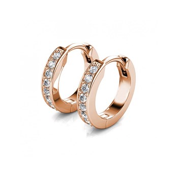 Circle Hoop Earrings - Rose Gold and Crystal
