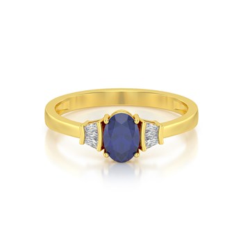 Bague ADEN Or 585 Jaune Saphir et diamants 1.99grs