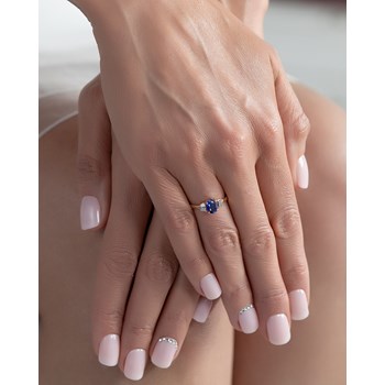 Bague ADEN Or 585 Jaune Saphir et diamants 1.99grs