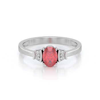 Bague ADEN Or 585 Blanc Rubis et diamants 1.99grs