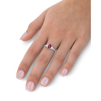 Bague ADEN Or 585 Blanc Rubis et diamants 1.99grs