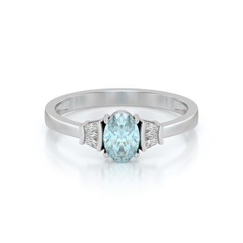 Bague ADEN Or 585 Blanc Aigue-Marine et diamants 1.99grs