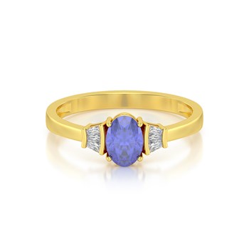 Bague ADEN Or 585 Jaune Tanzanite et diamants 1.99grs