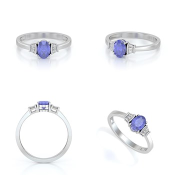 Bague ADEN Or 585 Blanc Tanzanite et diamants 1.99grs