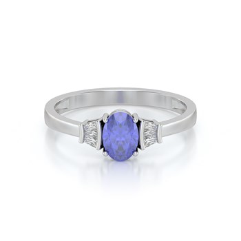 Bague ADEN Or 585 Blanc Tanzanite et diamants 1.99grs
