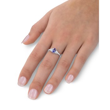 Bague ADEN Or 585 Blanc Tanzanite et diamants 1.99grs