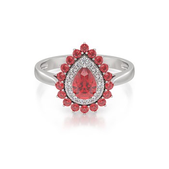 Bague ADEN Or 585 Blanc Rubis et diamants 3.15grs