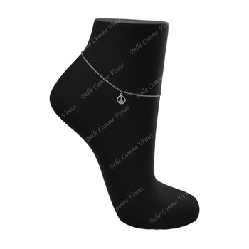 Peace And Love anklet pendant symbol of peace and love 925 Rhodium Silver