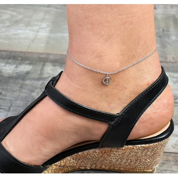 Peace And Love anklet pendant symbol of peace and love 925 Rhodium Silver