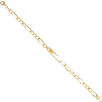 Bracelet Gourmette Or 18 Carats 750/000 Maille Figaro Alternée 1+3 Jaune - Gravure Offerte