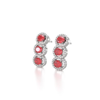 Boucles d'oreilles ADEN Or 585 Blanc Rubis forme Ovale et Diamants 4.55grs