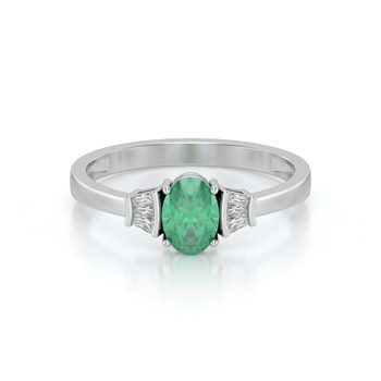 Bague ADEN Emeraude et diamants sur Argent 925 1.99grs