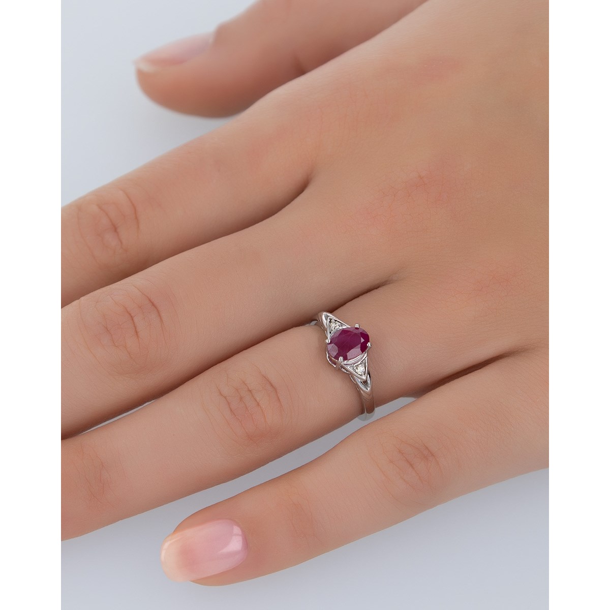 Bague ADEN Rubis et diamants sur Argent 925 2grs - vue 4