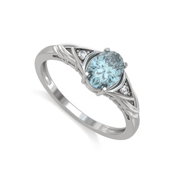 Bague ADEN Aigue-Marine et diamants sur Argent 925 2grs
