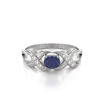 Bague ADEN Saphir et diamants sur Argent 925 2.684grs