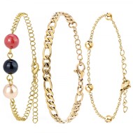 Lot de 3 bracelets SC Bohème en Laiton Finement doré orné de perles scintillantes