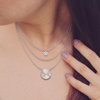 Set of 3 SC Bohemian necklaces in silver-plated Rhodium-plated steel adorned with sparkling crystals