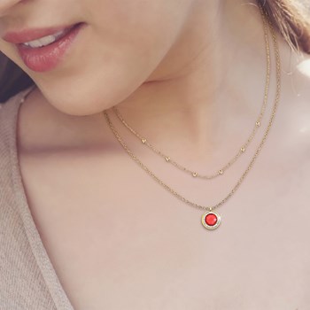 Set of 2 SC Bohemian necklaces in finely gilded steel with sparkling crystals