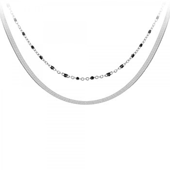 Lot de 2 colliers SC Bohème en Acier Rhodié argenté