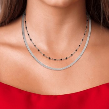 Lot de 2 colliers SC Bohème en Acier Rhodié argenté