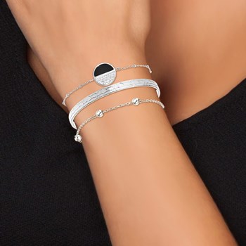 Set of 3 SC Crystal bracelets in silver-plated Rhodium-plated steel adorned with sparkling crystals