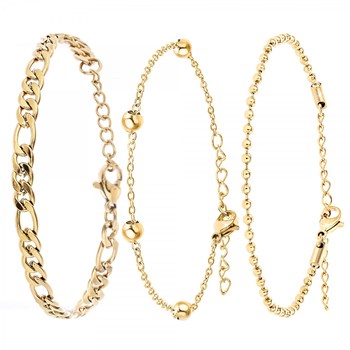 Set van 3 SC Boheemse Stalen Armbanden, Fijn Verguld