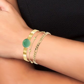 Lot de 3 bracelets SC Bohème en Laiton Finement doré orné d'une Malachite