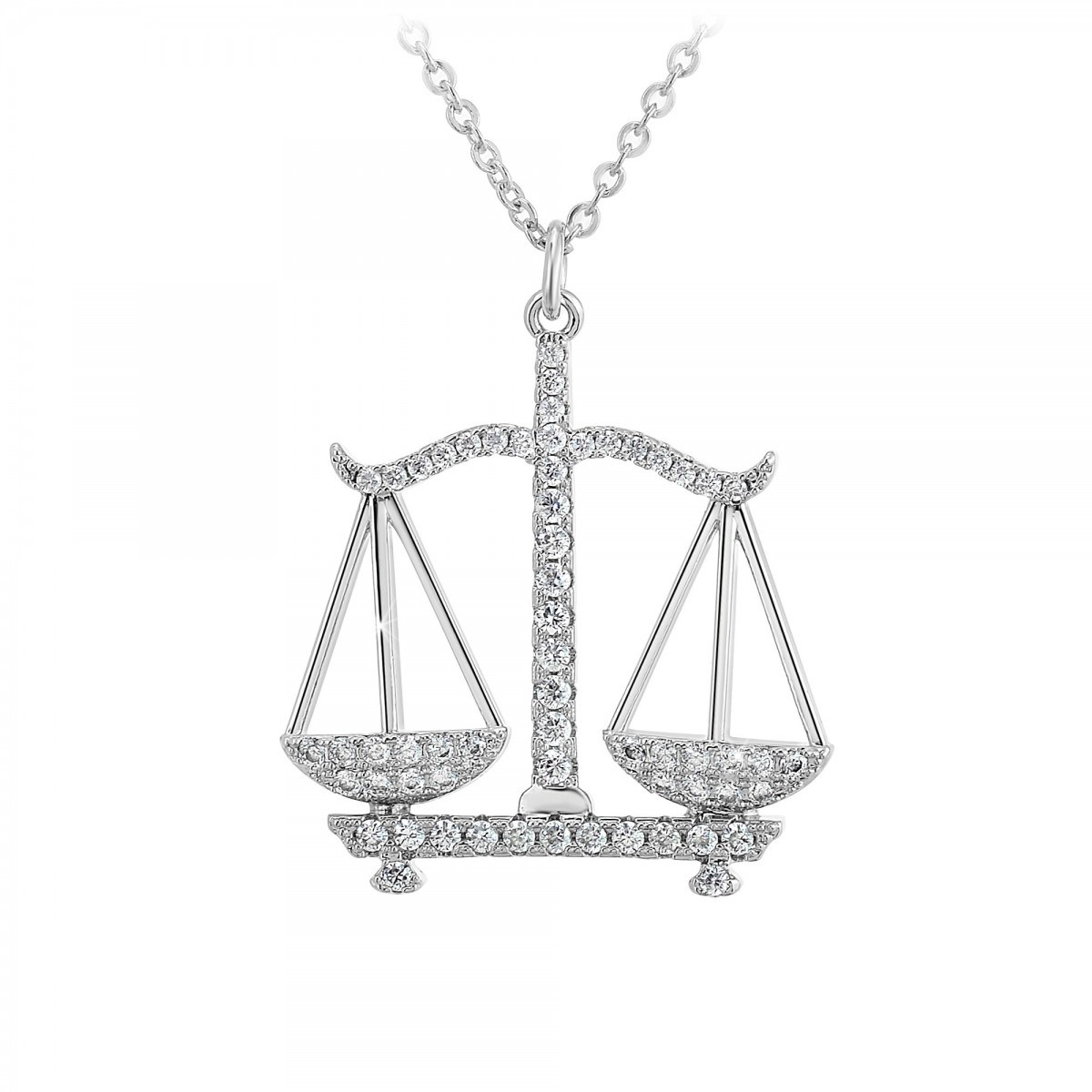 Collier signe astrologique balance orné de Cristaux scintillants SC Crystal en Métal rhodié