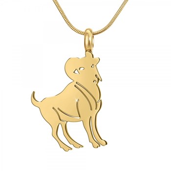 Bohemian Aries SC astrology necklace in finely gilded steel
