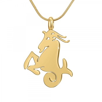 Bohemian Capricorn SC astrology necklace in finely gilded steel