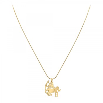 Sagittarius SC Bohemian astrology necklace in finely gilded steel