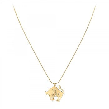 Bohemian Taurus SC astrology necklace in finely gilded steel