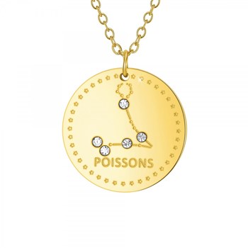 SC Crystal Vissen astrologie ketting met fonkelende kristallen in fijn verguld staal