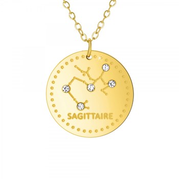 Boogschutter SC Kristal astrologie ketting met fonkelende kristallen in fijn verguld staal