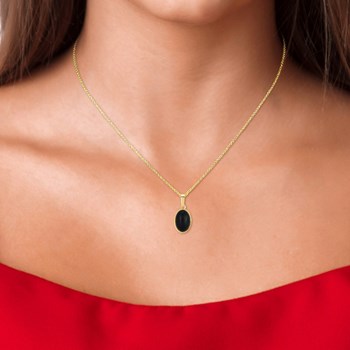 Collier SC Bohème orné d'un onyx noir en Métal rhodié Finement doré