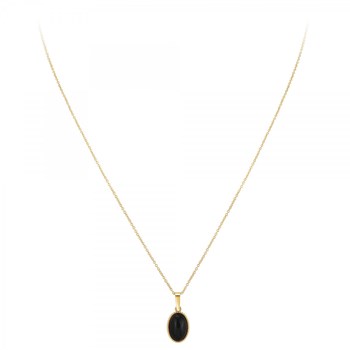 Collier SC Bohème orné d'un onyx noir en Métal rhodié Finement doré