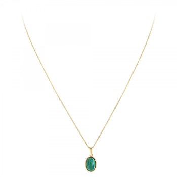 Collier SC Bohème orné d'une malachite en Métal rhodié Finement doré