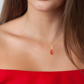 Collier SC Bohème orné d'un onyx rouge en Métal rhodié Finement doré