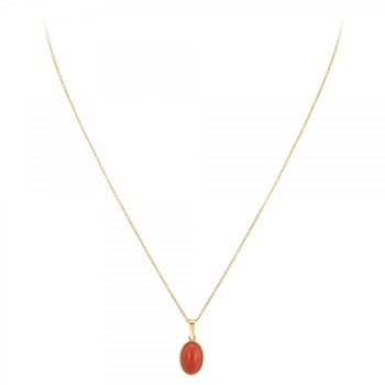 Collier SC Bohème orné d'un onyx rouge en Métal rhodié Finement doré