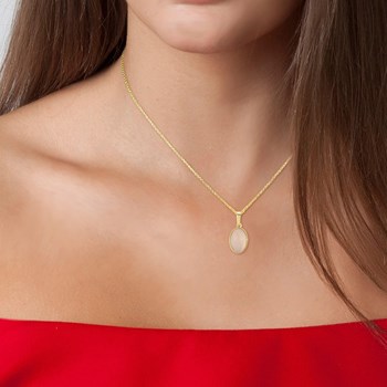 Collier SC Bohème orné d'un quartz rose en Métal rhodié Finement doré